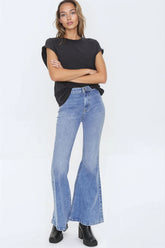 Recycled Cotton Faded Flare Jeans