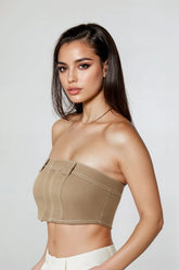 Super Cropped Button-Front Tube Top
