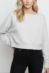 Off-The-Shoulder Cropped Fleece Pullover