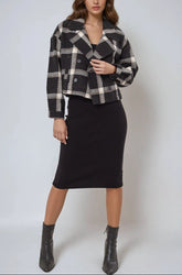 Plaid Double-Breasted Cropped Jacket
