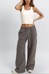 Exposed-Seam Wide-Leg Joggers