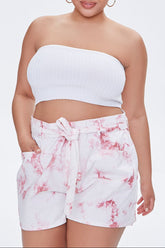 Plus Size Belted Tie-Dye Shorts