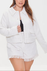 Plus Size Tweed Fringe Shorts