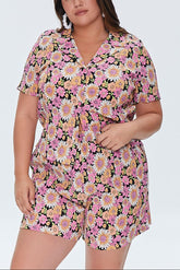 Plus Size Floral Print Shorts