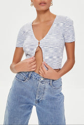 Marled Sweater-Knit Crop Top