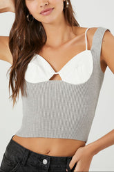 Sweater-Knit Combo Tank Top