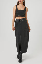 Faux Leather Maxi Slit Skirt