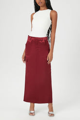 Satin Slit Midi Skirt