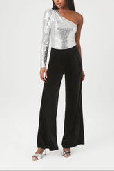 Velvet Wide-Leg Pants
