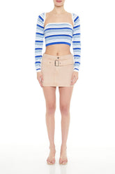 Buckled Twill Mini Skirt