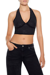 Sequin Halter Crop Top