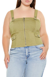 Plus Size Zip-Up Crop Top