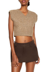 Cropped Cable Knit Sweater Vest