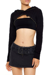 Hooded Cable Knit Shrug Sweater