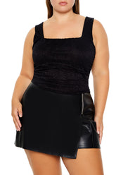 Plus Size Lace-Up Lace Top