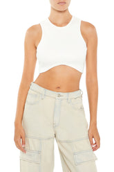 Sweater-Knit Curve-Hem Crop Top