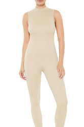 Sleeveless Mock Neck Jumpsuit