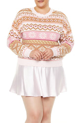 Plus Size Fair Isle Snowflake Cropped Sweater