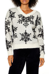 Fuzzy Knit Snowflake Sweater