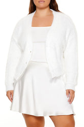 Plus Size Fuzzy Cardigan Sweater