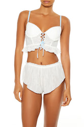 Ruffle Lace-Up Lingerie Corset Cami