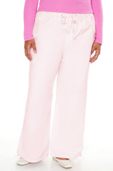Plus Size Velvet Wide-Leg Drawstring Joggers