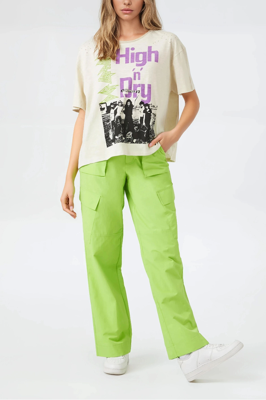  Forever 21 Def Leppard High N Dry Graphic Tee - taupe multi - Bonton