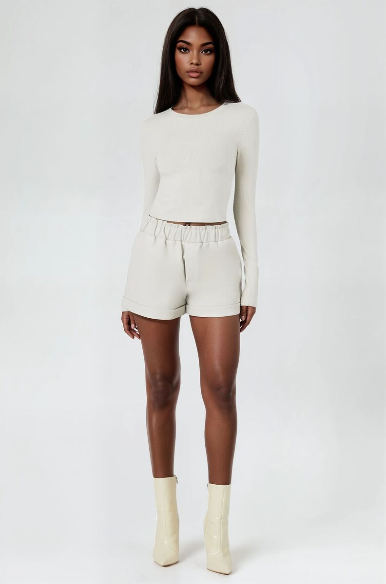  Forever 21 Faux Leather High-Waist Shorts - silver - Bonton