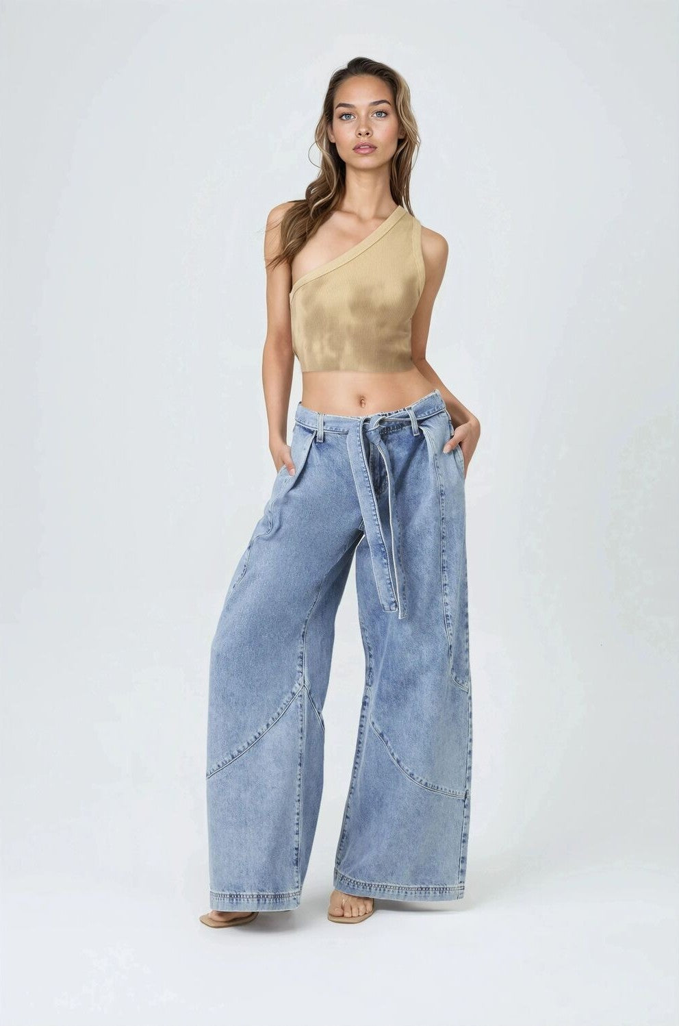  Forever 21 Rib-Knit One-Shoulder Cropped Tank Top - brown - Bonton