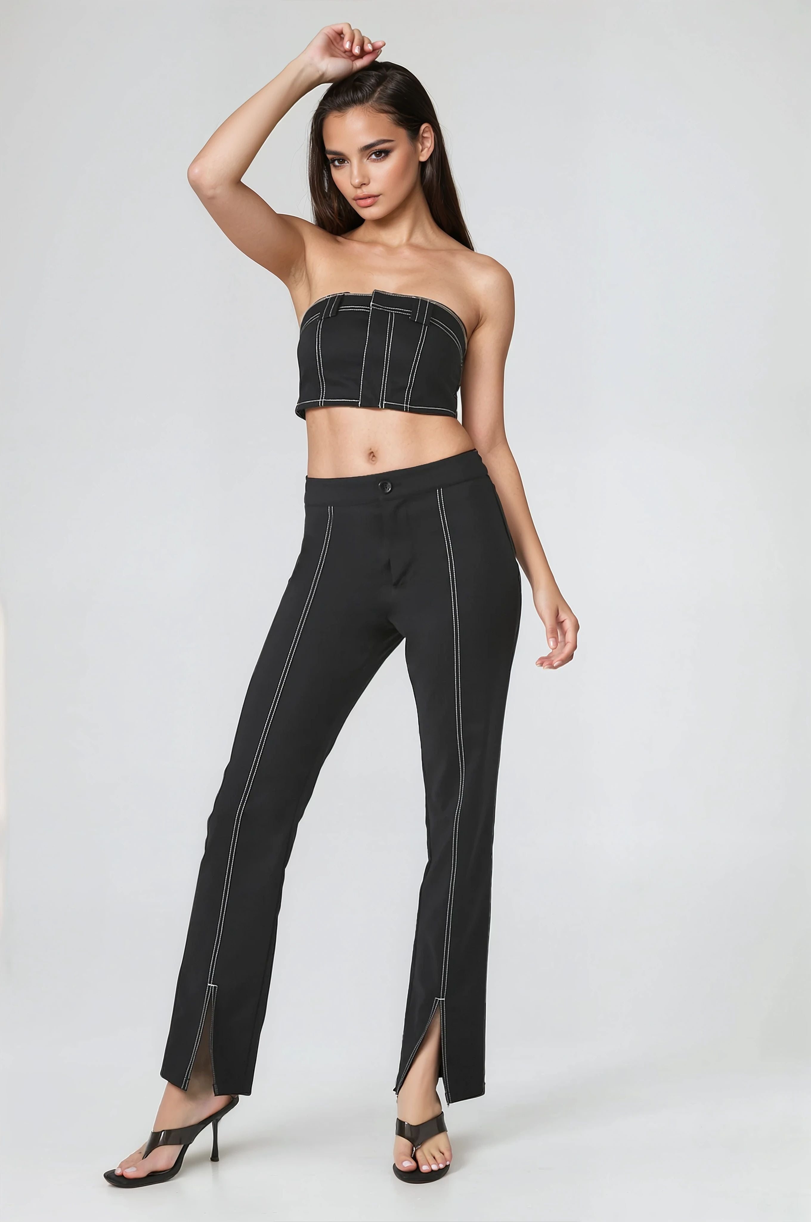  Forever 21 Super Cropped Button-Front Tube Top - tan - Bonton