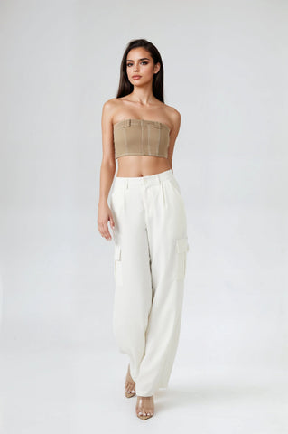 Super Cropped Button-Front Tube Top