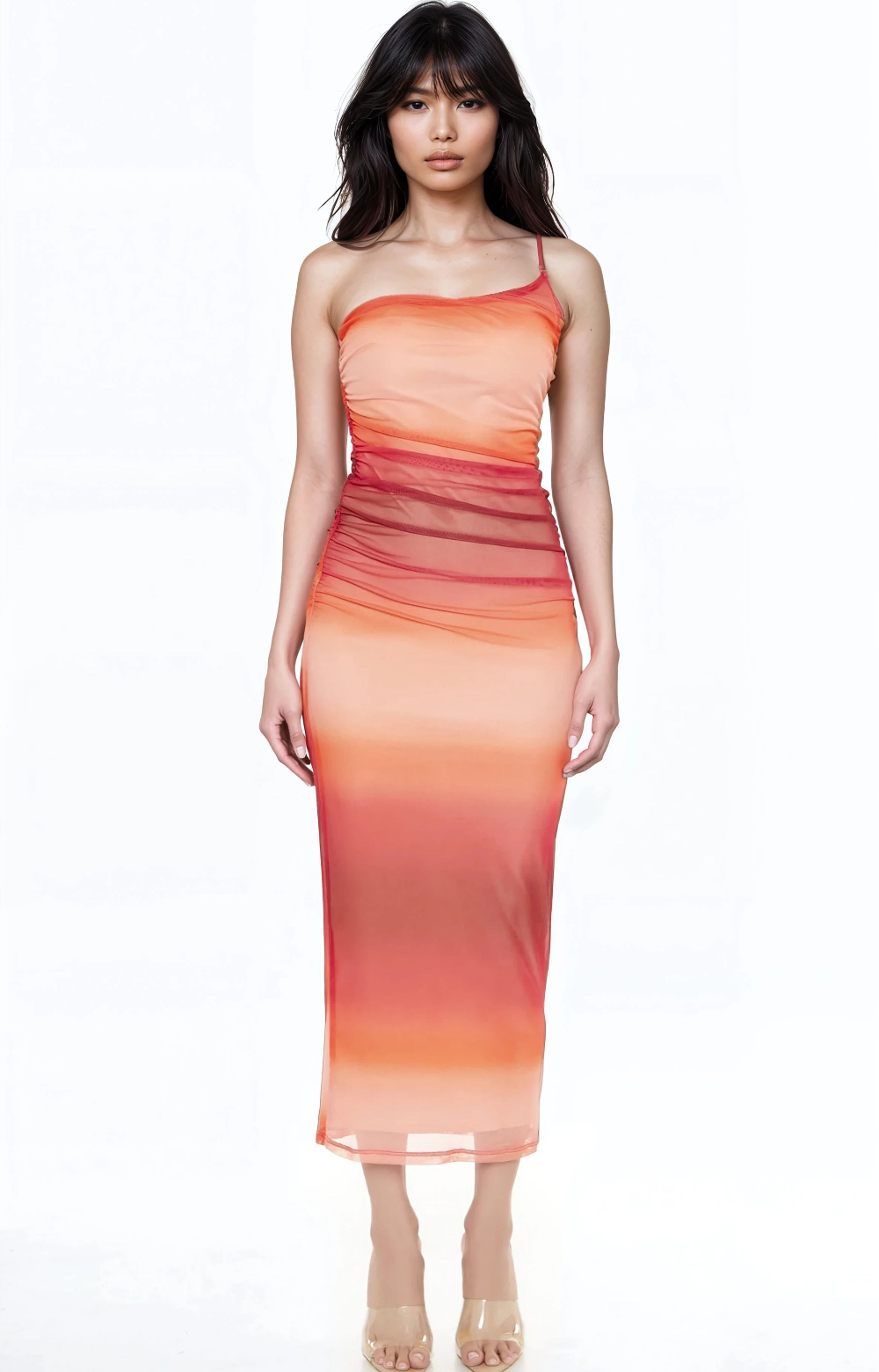  Forever 21 Gradient One-Shoulder Midi Dress - pink-multi - Bonton