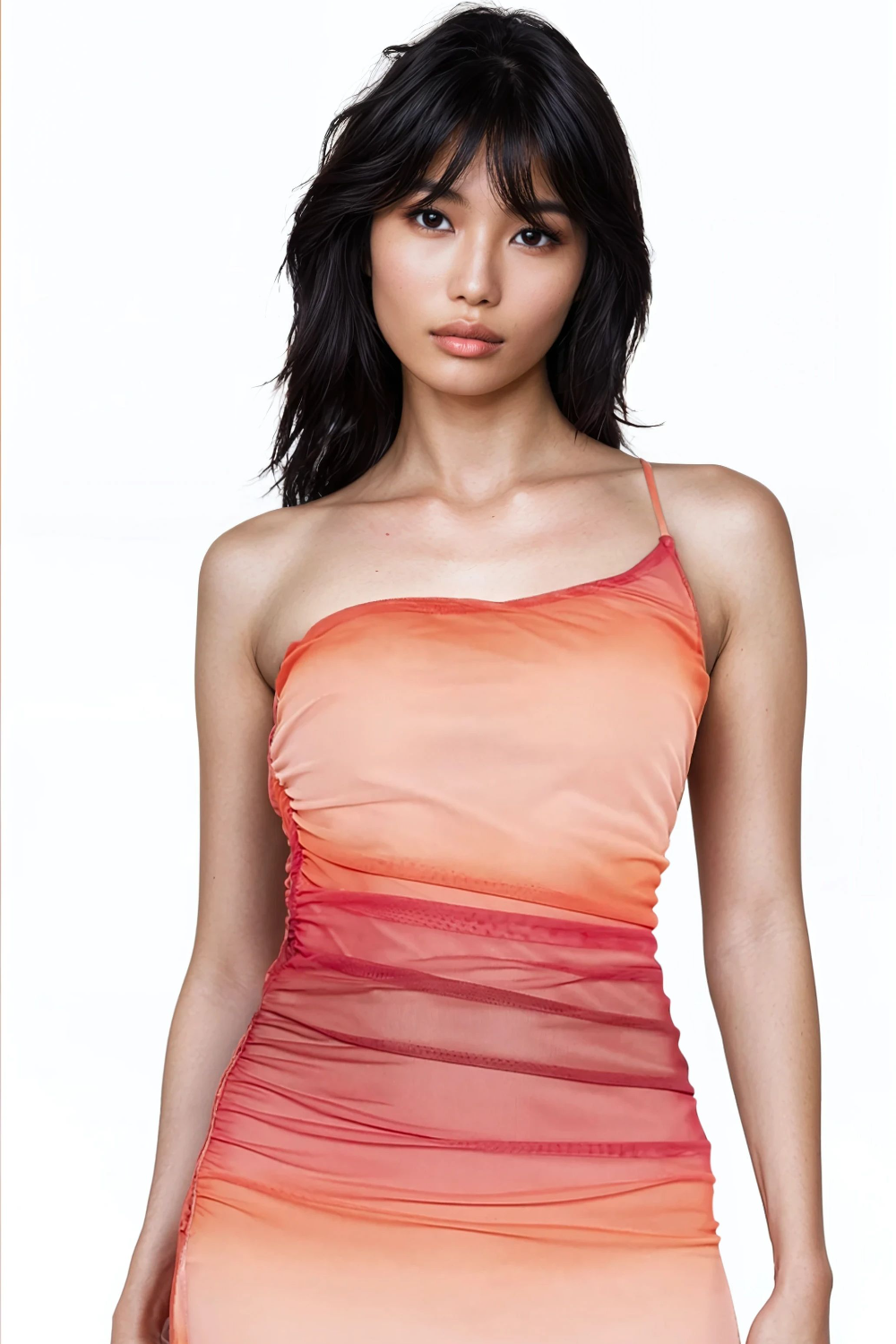  Forever 21 Gradient One-Shoulder Midi Dress - pink-multi - Bonton