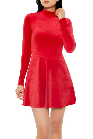 Velour Skater Mini Dress