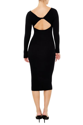 Twist-Back Midi Sweater Dress