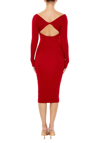 Twist-Back Midi Sweater Dress