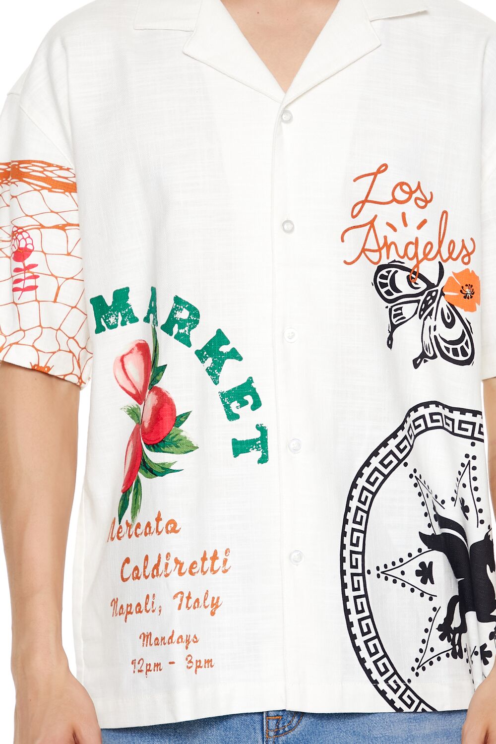 Forever 21 Market Motif Graphic Shirt - cream multi - Bonton