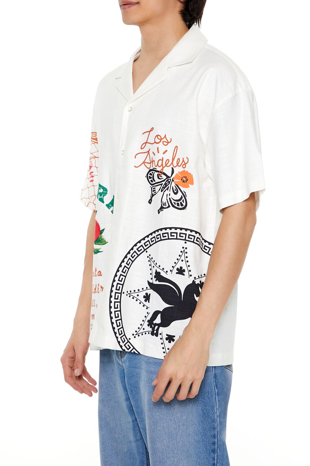 Forever 21 Market Motif Graphic Shirt - cream multi - Bonton