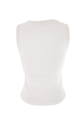 Sleeveless Lace-Up V-Neck Top