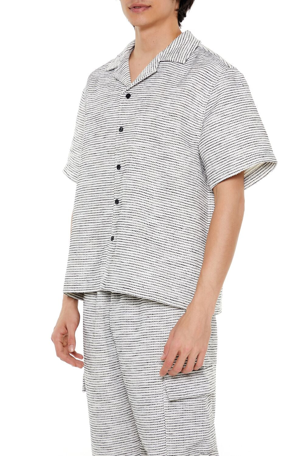  Forever 21 Cropped Striped Shirt - cream multi - Bonton