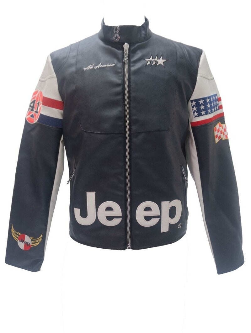  Forever 21 Men's Jeep Moto Jacket - black-multi - Bonton