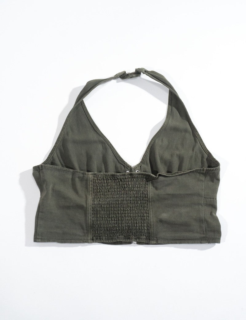  Forever 21 Plus Size Lace-Up Halter Top - green - Bonton