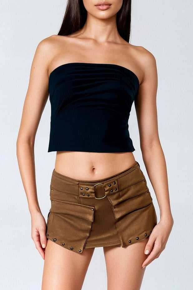  Forever 21 Faux Suede Studded Skort - brown - Bonton