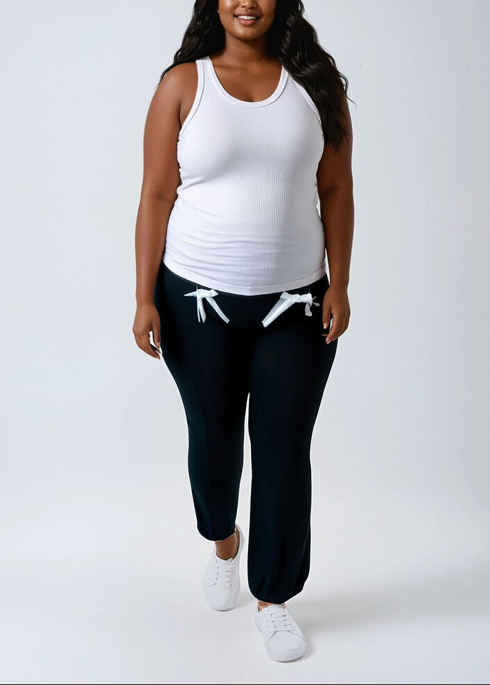  Forever 21 Plus Size Bow-Accent Flared Leggings - black - Bonton