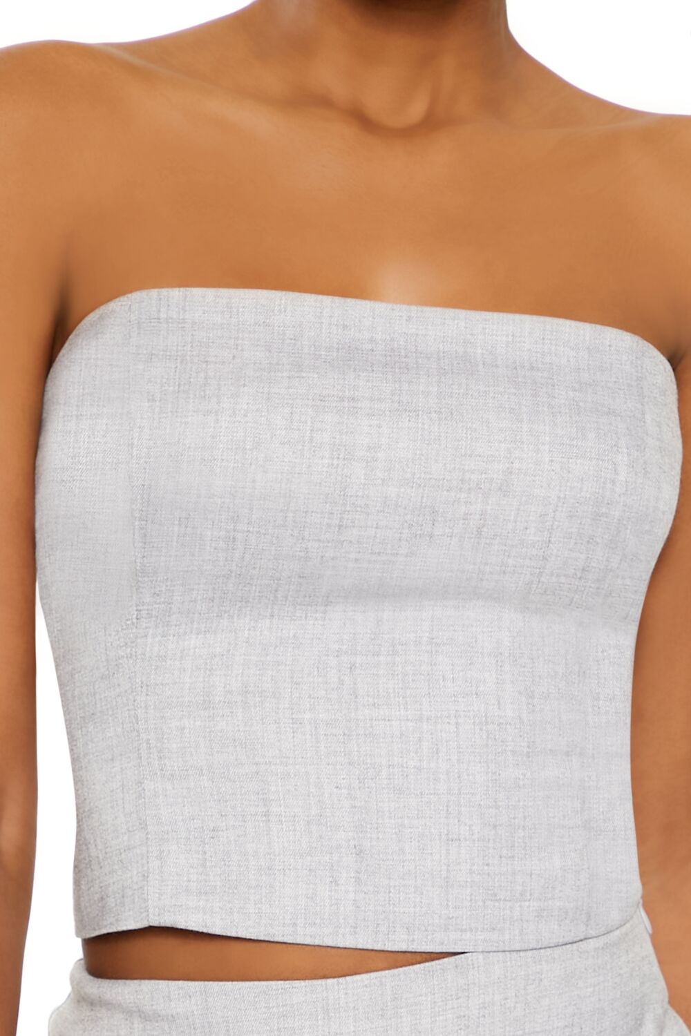  Forever 21 Smocked Tube Crop Top - grey - Bonton