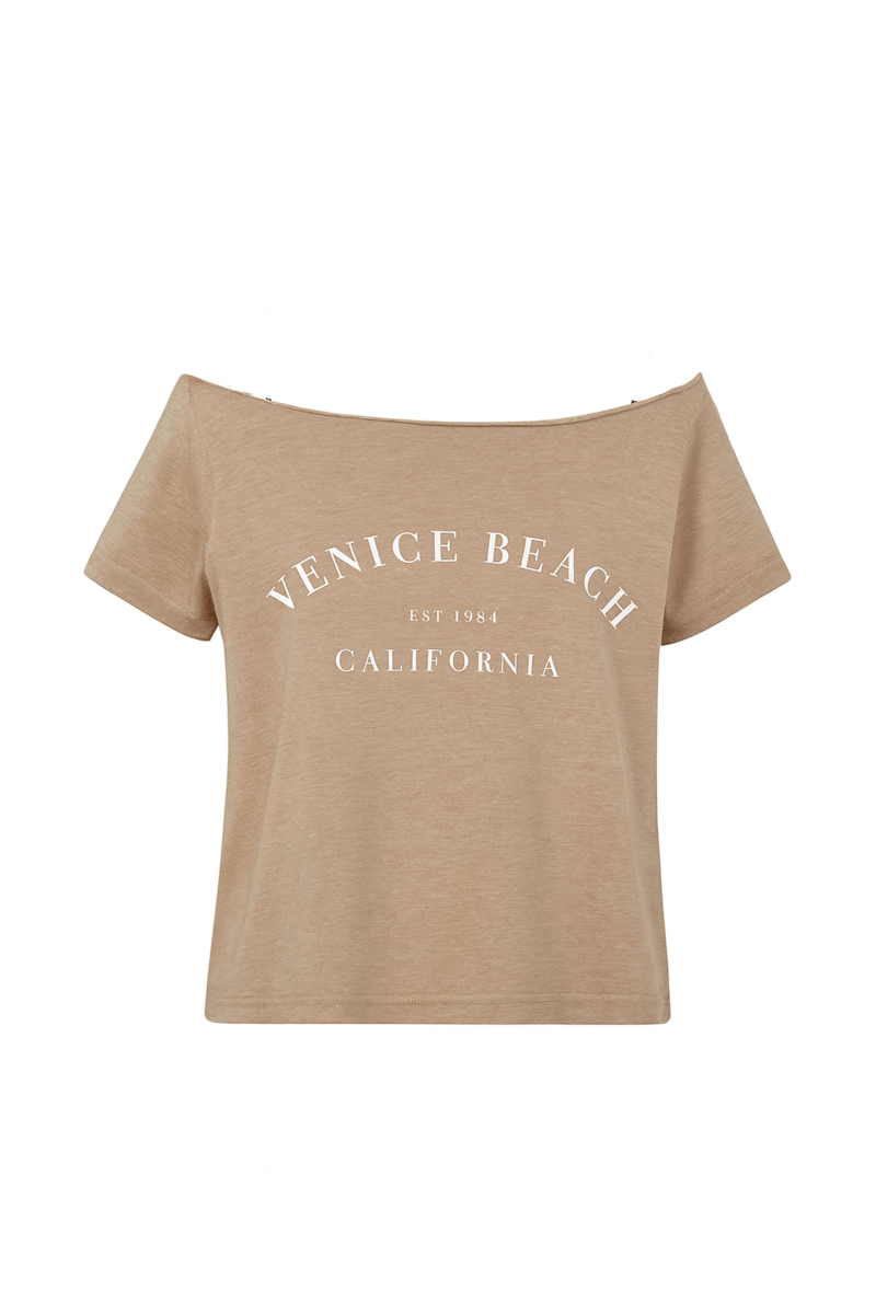  Forever 21 Venice Beach Distressed Graphic Tee - medium nude - Bonton