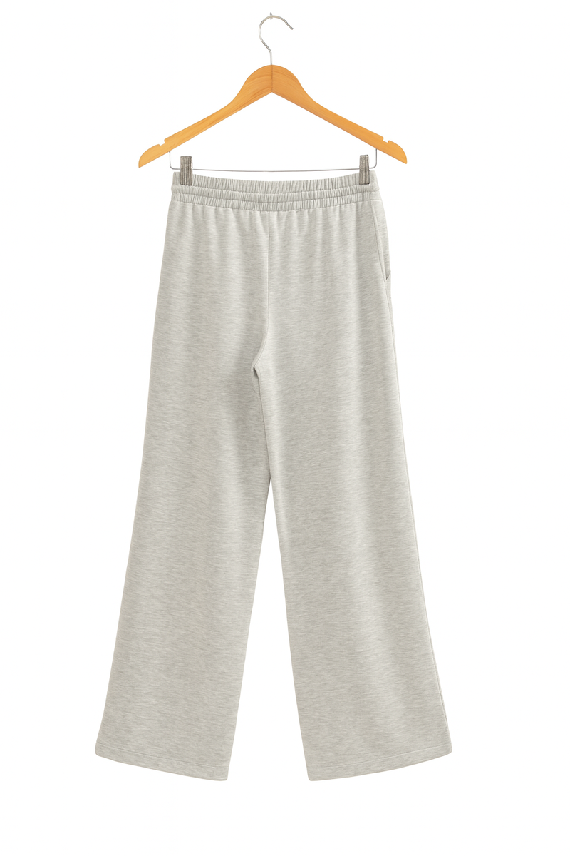  Forever 21 Wide-Leg Scuba Sweatpants - heather-grey - Bonton