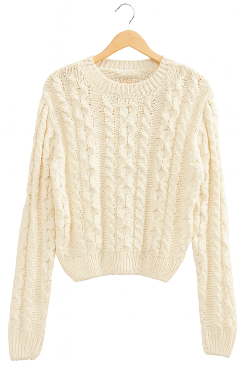  Forever 21 Cable Knit Sweater - ivory - Bonton