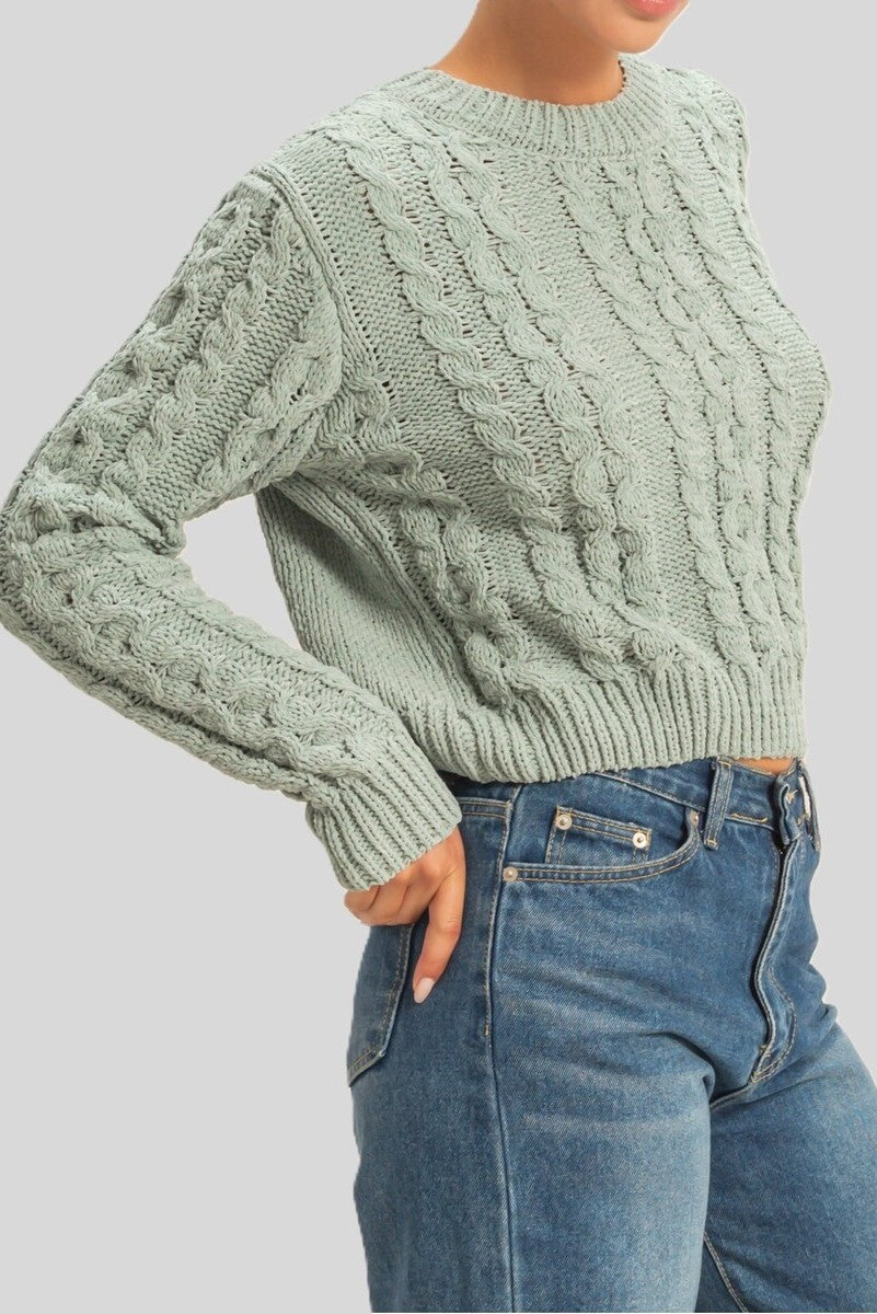  Forever 21 Cable Knit Sweater - ivory - Bonton