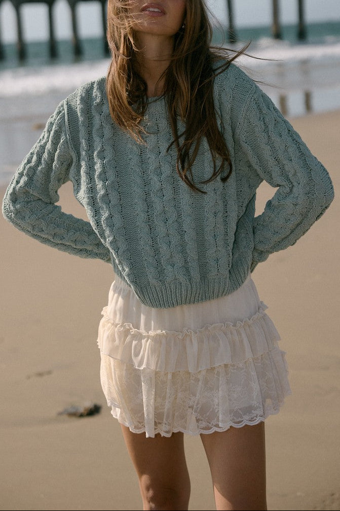  Forever 21 Cable Knit Sweater - ivory - Bonton